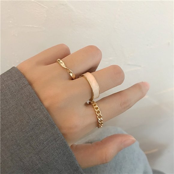 ♠️ NEW Gold and Pink Ring - Set of 3 - Picture 7 of 7
